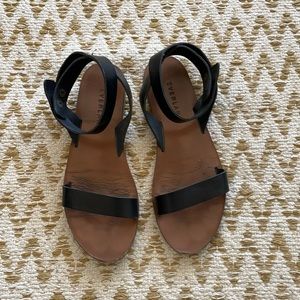 Vintage Everlane Black Italian Leather Ankle Strap Sandals Sz 8